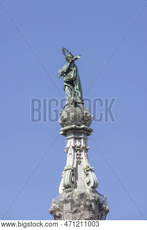 Naples, Italy - June 27, 2021: Spire Of The Immaculate Virgin , 18th Century Sculpture In The Square