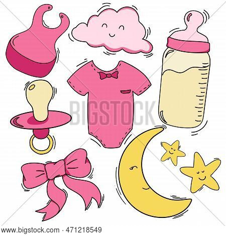 Set Of Baby Clothes And Accessories, Girl