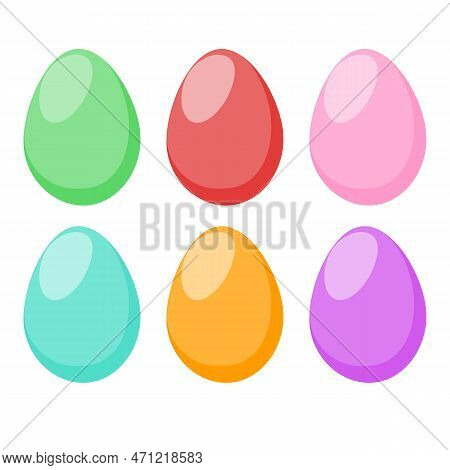Colorful Eggs Set With Gradient Mesh, Vector Illustration