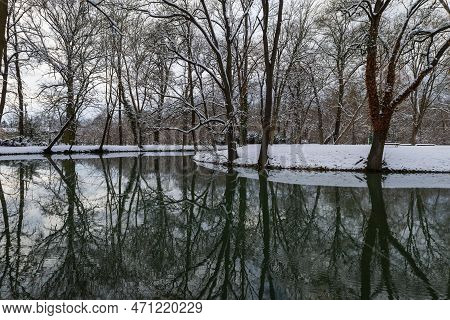 Winter Landscape With Snow. Beautiful Park With Trees - Straznice - Czech Republic