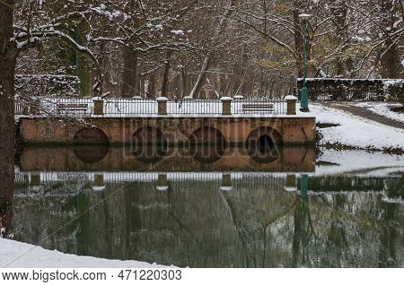 Winter Landscape With Snow. Beautiful Park With Trees - Straznice - Czech Republic