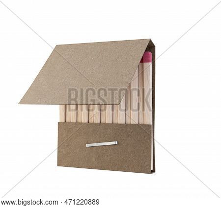 An Open Book Of Matches Made With Wood With Pink Tips In A Generic White Unbranded Cardboard Book On