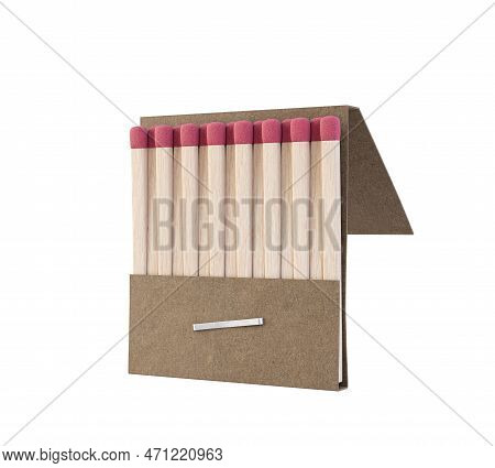 An Open Book Of Matches Made With Wood With Pink Tips In A Generic White Unbranded Cardboard Book On