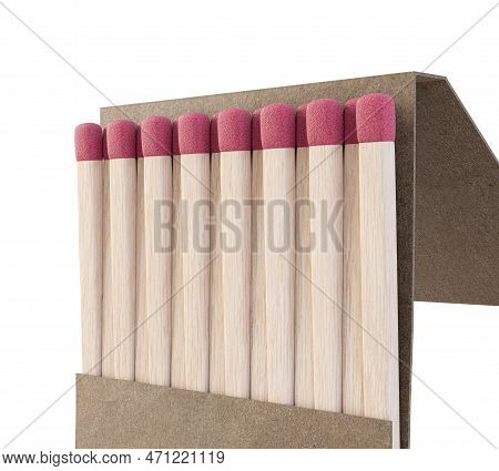 An Open Book Of Matches Made With Wood With Pink Tips In A Generic White Unbranded Cardboard Book On