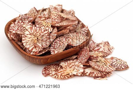 Sliced Betel Nut Color Ful Over White Background