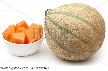 Cantaloupe Or Rockmelon Food Over White Background