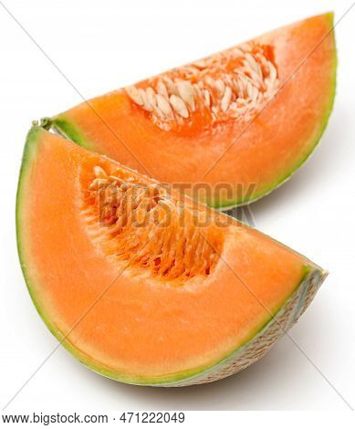 Cantaloupe Or Fresh Rockmelon Over White Background