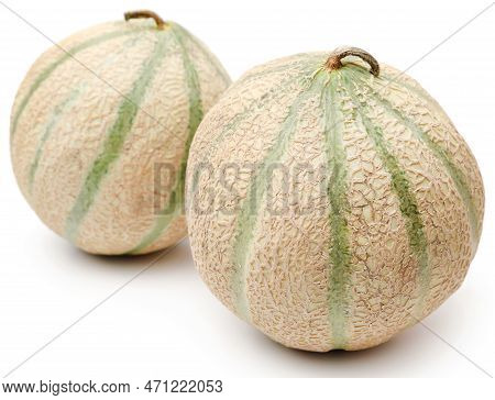 Cantaloupe Or Fresh Rockmelon Over White Background