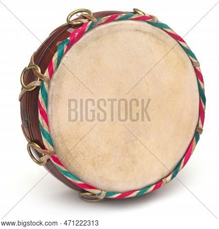 Small Hand Drum Music Over White Background
