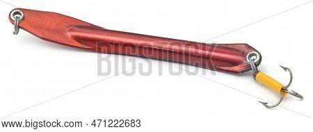 Old Sea Fishing Metal Lure Over White Background