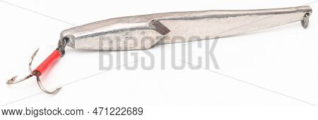 Sea Fishing Old Metal Lure Over White Background