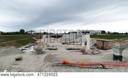 Highway Construction Site View. Civil Engineering