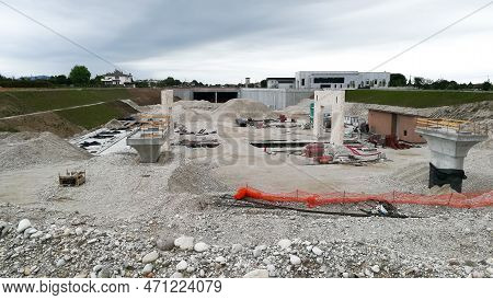 Highway Construction Site View. Civil Engineering