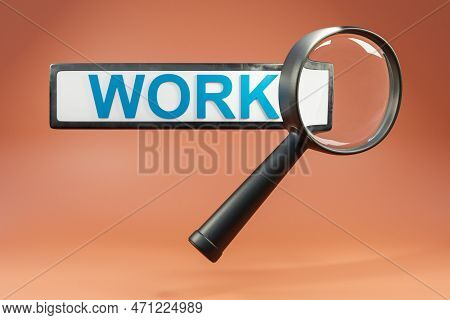 Floating Search Box Large Magnifying Glass Concept For Websearch Work Hire; Orange Background; Artif