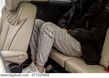 Moscow, Russia - December 18, 2021 Hyundai Palisade (lx2) Third Row Seat Of A Modern Suv Car.