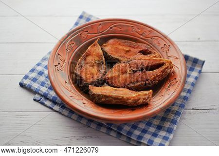 Close Up Of Cooked Ilsha Fish On Plate On Table
