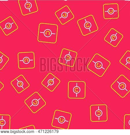 Line Ohmmeter Icon Isolated Seamless Pattern On Red Background. Vector
