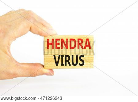 Hendra Virus Symbol. Concept Words Hendra Virus On Wooden Block. Beautiful White Table White Backgro
