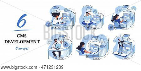 Digital Content Management System, Cms Development Software Metaphor. Information System Or Computer