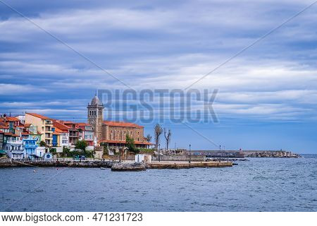 Luanco, Asturias, Spain, October 31, 2022.view Of The Town Of Luanco, In Asturias, Spain.