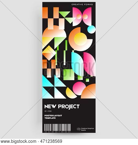 Abstract Art Geometrical Poster Design Layout With Editable Text And Graphics. Modern Geometry Compo