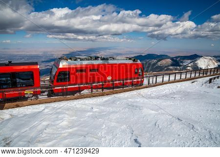 Colorado Springs, Co, Usa - Dec 5, 2022: The Broadmoor Manitou And Pikes Peak Cog Railway