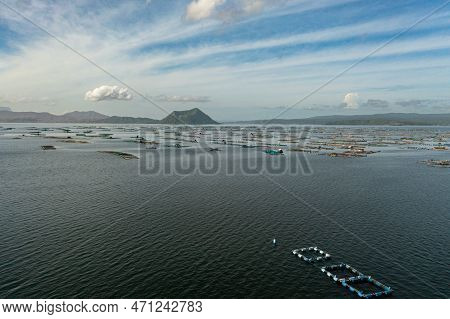 Fish Farms On Taal Lake Close To The Volcano. Tagaytay City, Philippines.