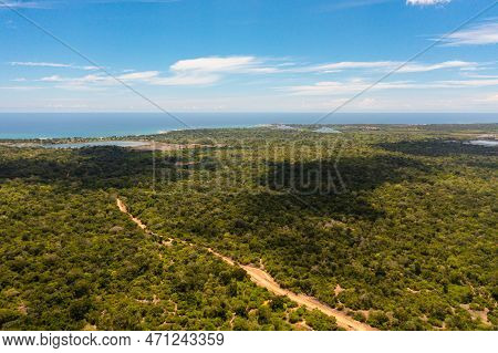 Landscape With Lake And Tropical Jungle Forest.national Park, Sri Lanka.