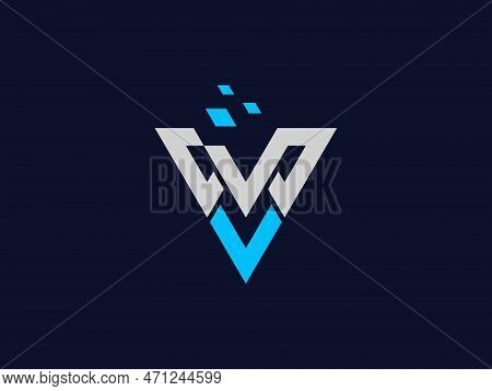 Letter V Tech Logo Design Template. V Icon