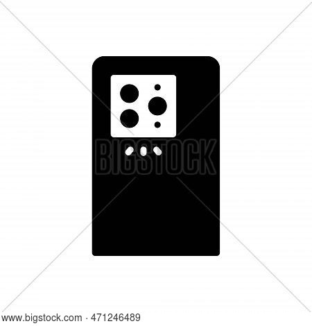 Black Solid Icon For Triple Camera Phone Mobile Power Three Trebly Smartphone Triplicate