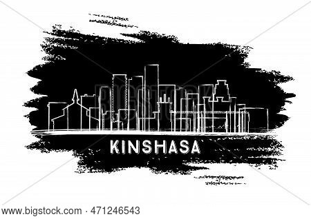 Kinshasa Congo City Skyline Silhouette. Hand Drawn Sketch. Vector Illustration. Business Travel And 