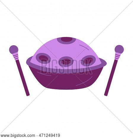 Musical Instrument Hang Drum, Glucophone With Sticks. Purple Gradient. Music For Meditation, Spiritu