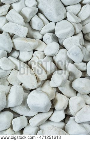 Extreme Closeup Image Of Background Made Of Pile Of Colorful White Crushed Stone