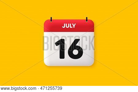 Calendar Date 3d Icon. 16th Day Of The Month Icon. Event Schedule Date. Meeting Appointment Time. Ag