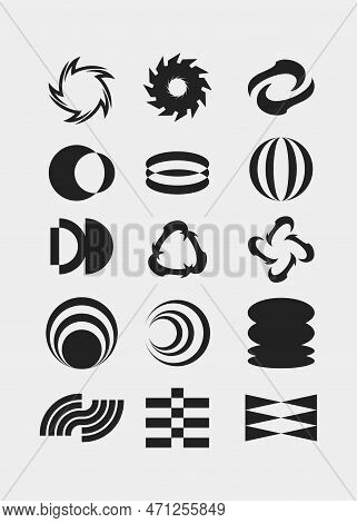 Hypebeast Symbol Round Shape Element Poster Icon Futuristic Interface Vector Set Editable