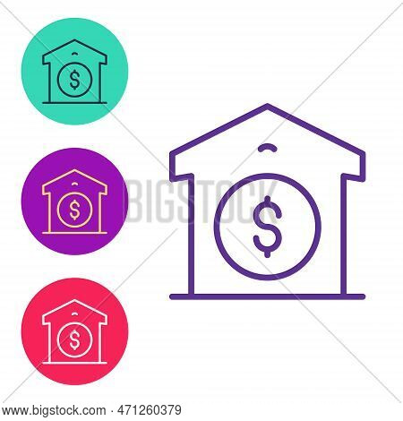 Set Line Warehouse Price Icon Isolated On White Background. Set Icons Colorful. Vector