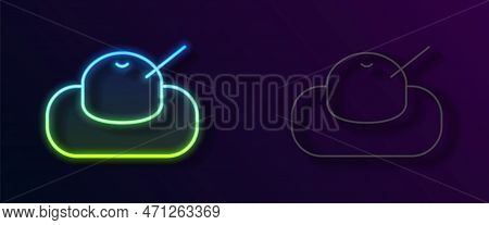 Glowing Neon Line Mochi Icon Isolated On Black Background. Japanese Traditional Weet Soft Dessert. B