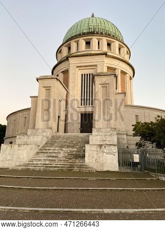 Venice, Italy - February 13, 2023: Tempio Ossario Del Lido Di Venezia - Military Shrine And Crypt Wh