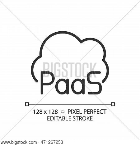 Paas Cloud Computing Pixel Perfect Linear Icon. Online Database As Platform. Information Storage Tec