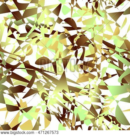 Brown, Light Screamin' Green, Lemon Yellow, Beige Fragments, Mosaic Pieces, White Background. Vector