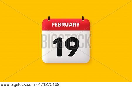 Calendar Date 3d Icon. 19th Day Of The Month Icon. Event Schedule Date. Meeting Appointment Time. Ag