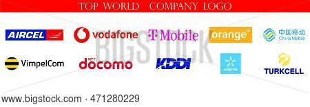 Set Top World's Largest Cellular Operators Logo: Vodafone, China Mobile, T Mobile, Orange, Aircel, V