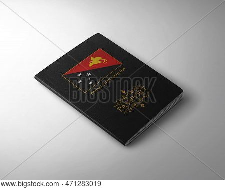 Papau New Guinea National Passport Mockup Isolated Over White Background