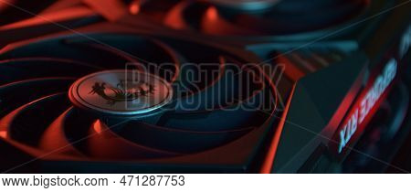 Msi Geforce Rtx 3090 Ti Gaming X Trio Graphics Card, Dark Background.