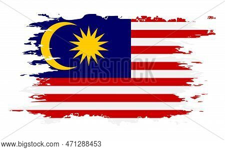Malaysia Flag Grunge Brush Color Image, Vector