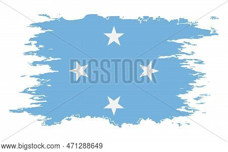 Micronesia Flag Grunge Brush Color Image, Vector