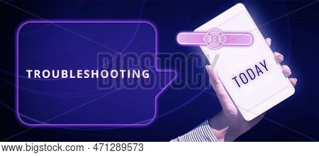 Text Showing Inspiration Troubleshooting. Internet Concept An Act Of Investigating Or Dealing With I