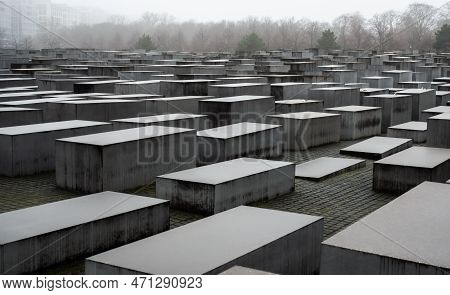 Berlin, Germany - Feb 03, 2019: Blocks At The Memorial To The Murdered Jews Of Europe In Berlin Germ