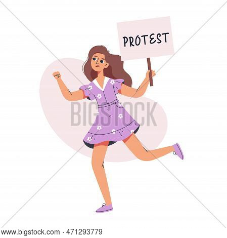 Womens Protest Pro-choice Activists. Protest Concept . Flat Vector Illustration Isolated On White Ba
