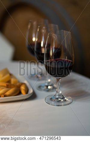 Tasting Of Rioja Wines, Visit Of Winery Cellars With French Or American Oak Barrels With Agening Red